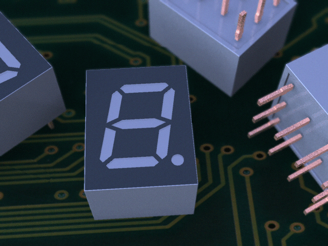 7段显示屏，LED，通孔组件，7毫米字符